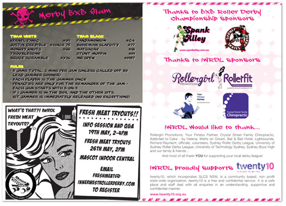Inner West Roller Derby League 5x5 programme